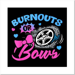 Burnouts Or Bows Gender Reveal Baby Announcement Posters and Art